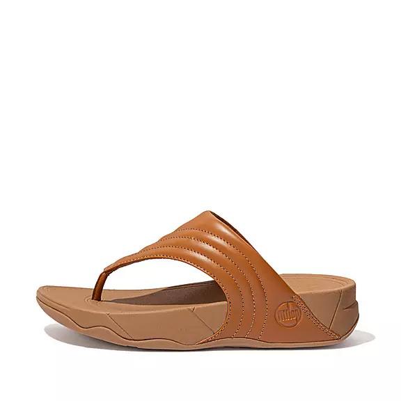 Fitflop Walkstar Leather Toe Post Sandals Light Brown Womens - South Africa (NQZK57610)